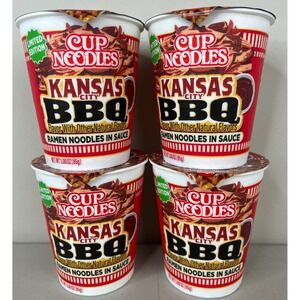 Set 4 Nissin Cup Noodles Kansas City BBQ Limited Edition Ramen Noodles EXP 5/27
